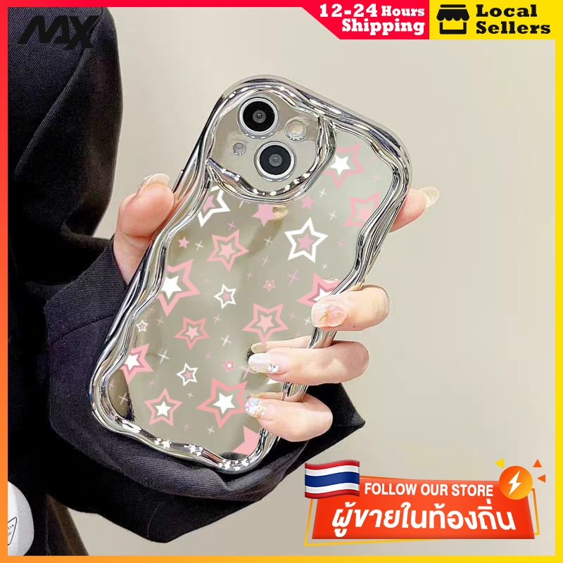 สไตล์เรียบง่าย ป้องกันการชนกัน กรณีโทรศัพท์มือถือเงินสามมิติ iPhone 11 12 13 14 15 Pro Max XR XS X 7/8P ซิงไห่
