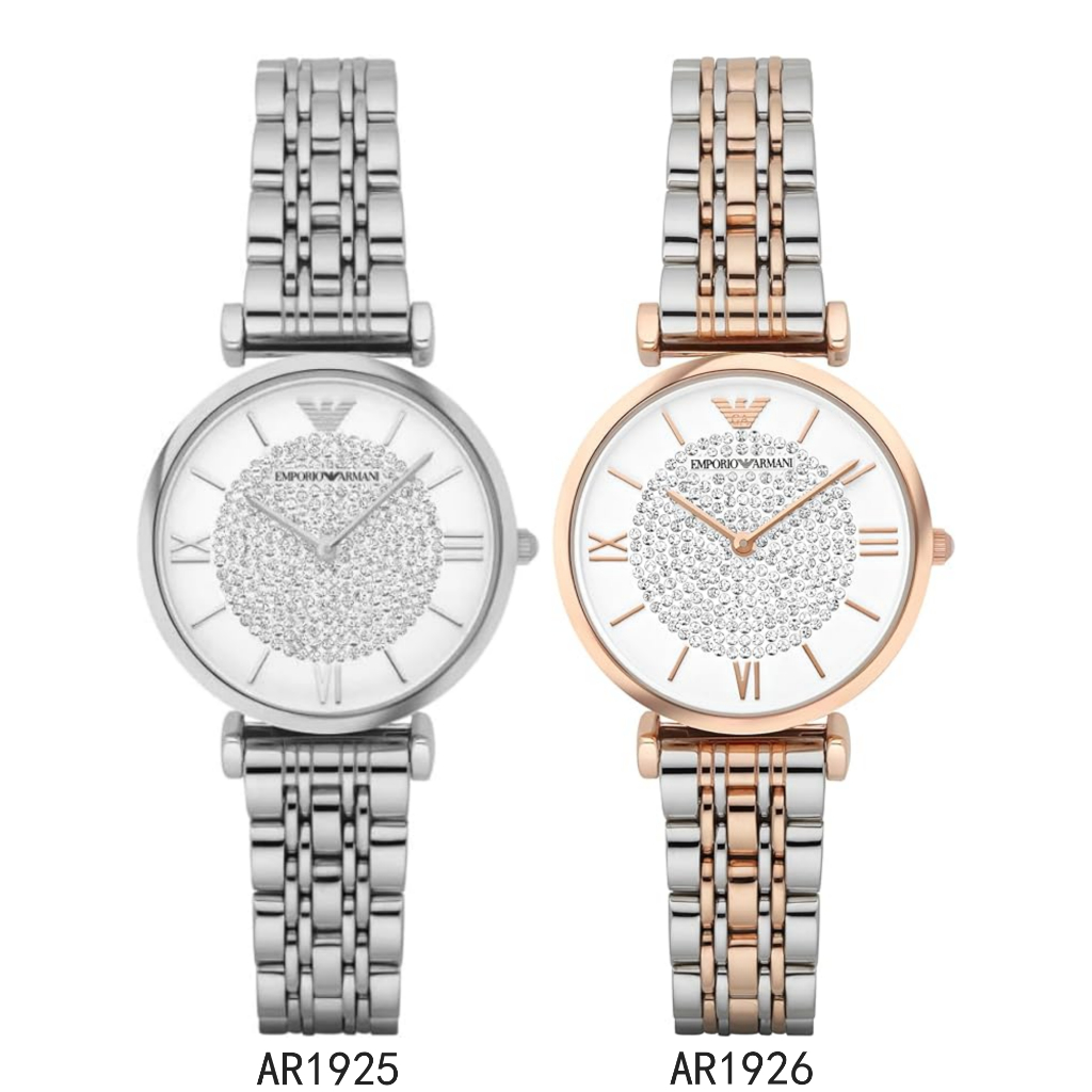 EMPORIO ARMANI นาฬิกาข้อมือ Retro Crystal Pave Dial - Multi-color รุ่น AR1926 AR1925 AR1907 AR1908 AR1909 32mm