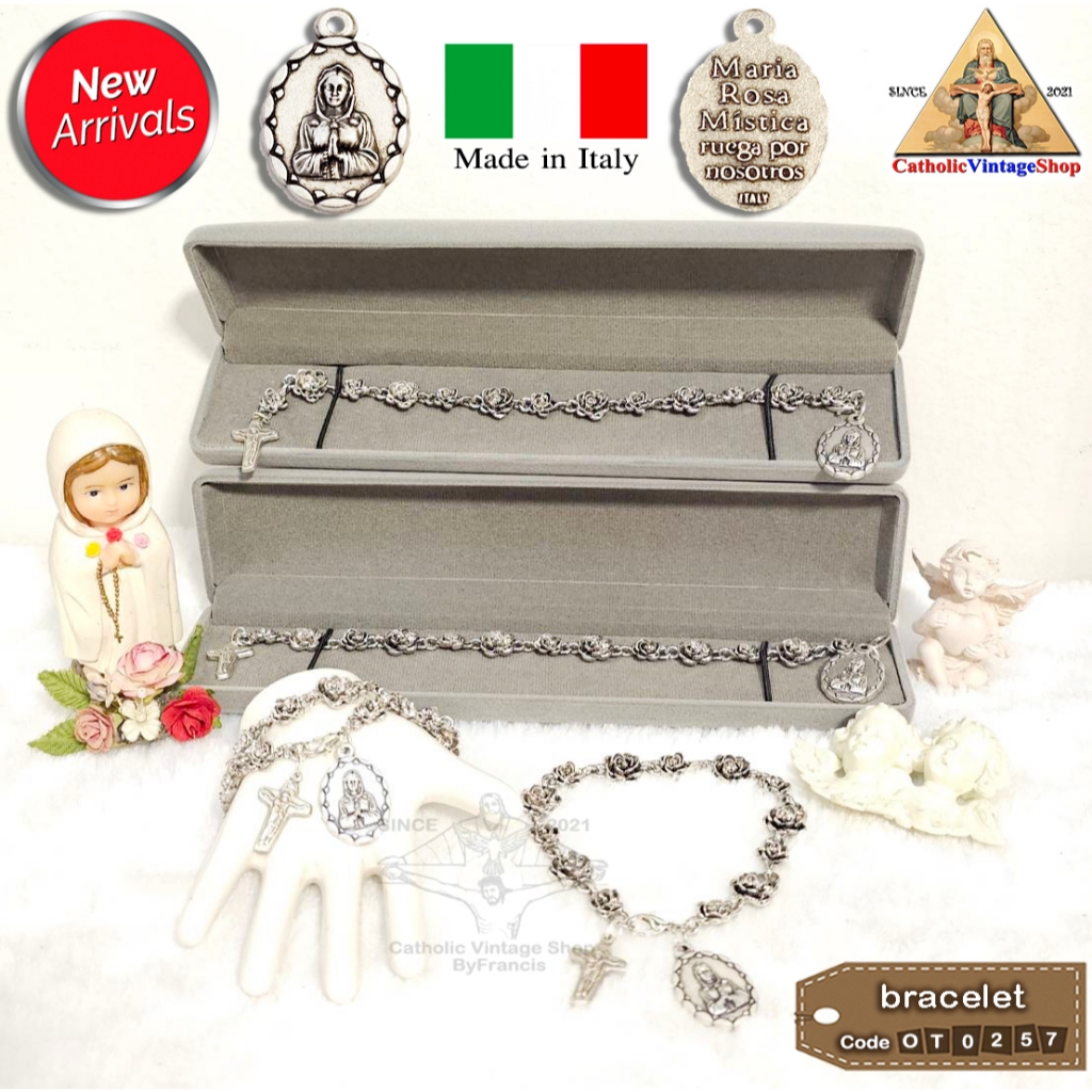ข้อมือ โลหะ กำไรข้อมือ แม่พระ กุหลาบทิพย์ Maria Rosa Mystica bracelet Catholic คาทอลิก#OT0257