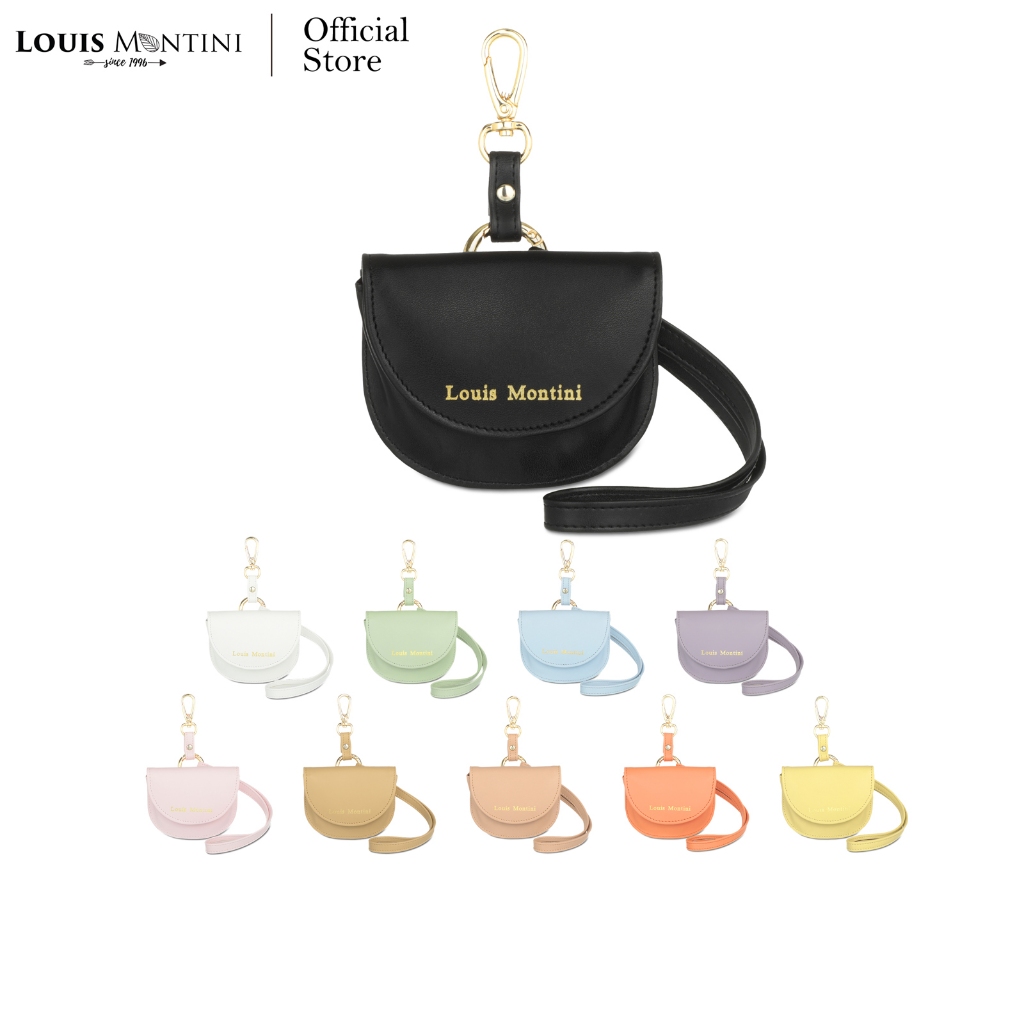 Louis Montini (Fleur De Juillet) กระเป๋าใส่เหรียญ PU สำหรับคล้องกระเป๋า มีฝาปิด CVRS014