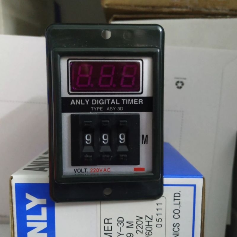 ASY-3D AC 220โวลต์2NO +แถมซ๊อกเก็ต 2NC 999วินาที999SecหลักจอแสดงผลTimer R Elay