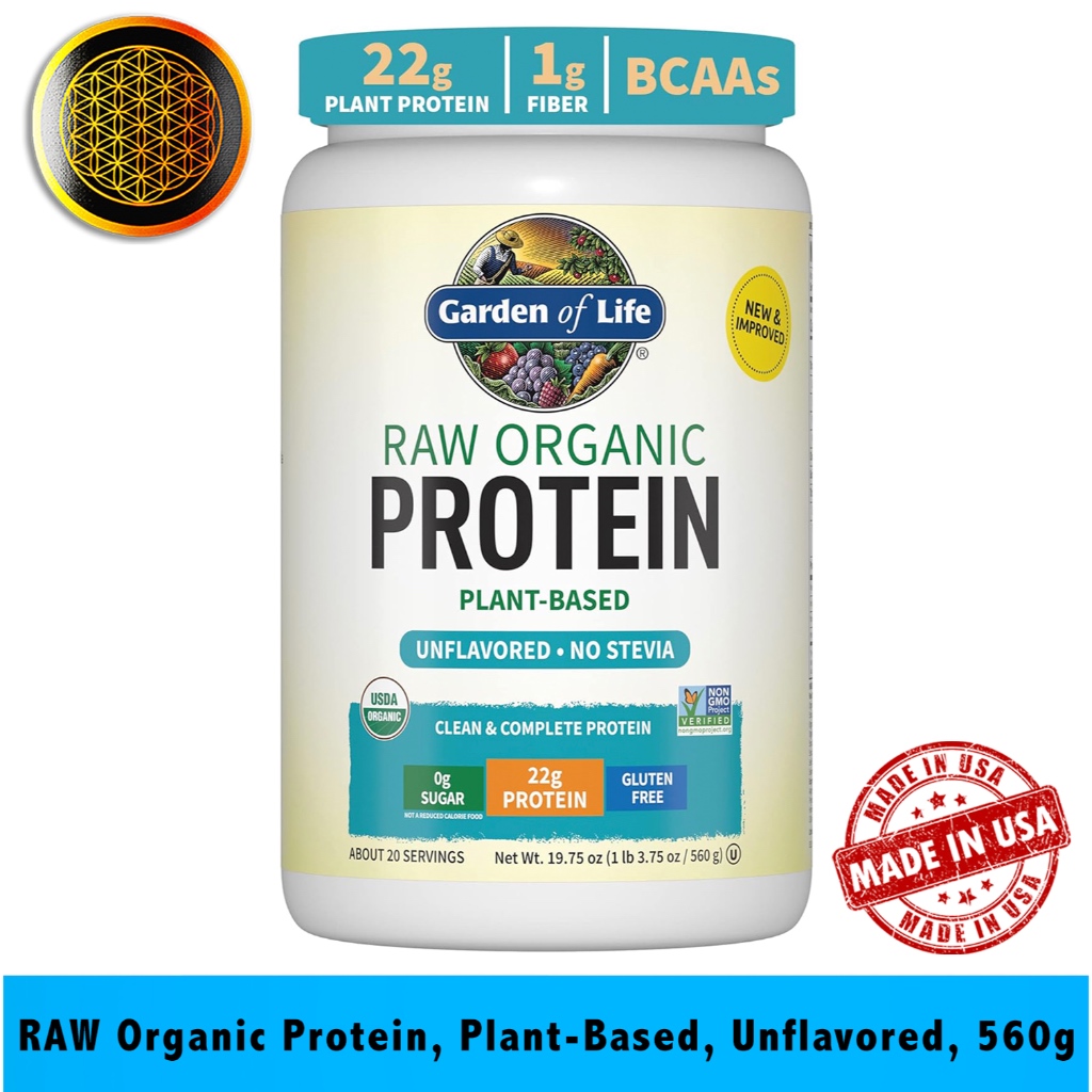 *READY TO SHIP* Garden of Life, RAW Organic Protein, Plant-Based, Unflavored, 19.75 oz (560 g) - [EX
