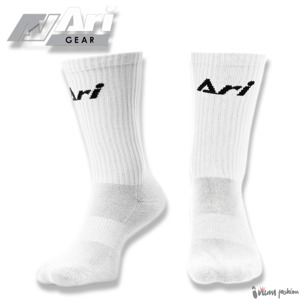 ถุงเท้า อาริ Ari สั้น ครึ่งแข้ง สีขาว ARI CREW SOCKS - WHITE ฟุตบอล ฟุตซอล กีฬา ของแท้ 100%
