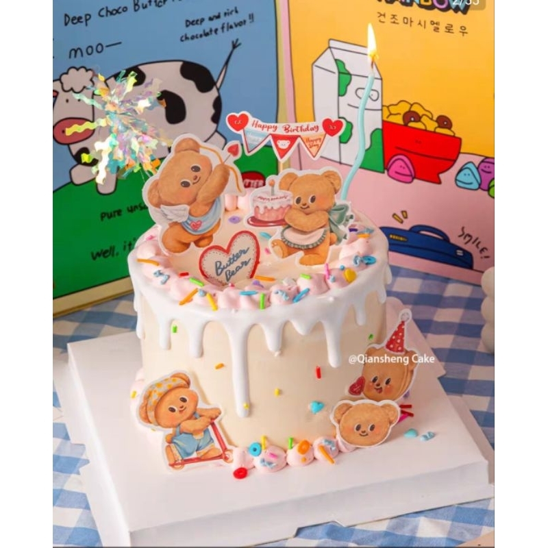 ท๊อปเปอร์ปักเค้กเซตหมีเนย