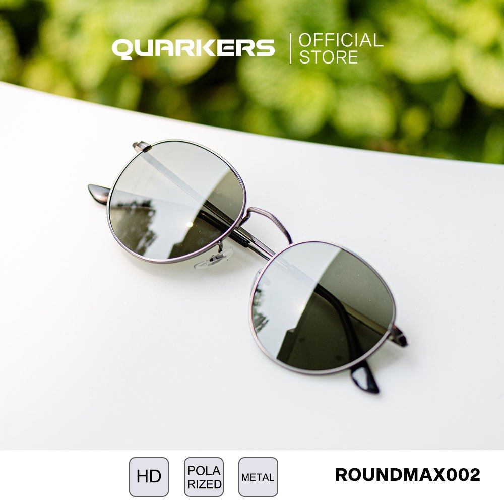 QUARKERS ROUNDMAX002 แว่นกันแดด เฟรมโลหะ เลนส์กันรอย กันเหงื่อ Antimax Polarized