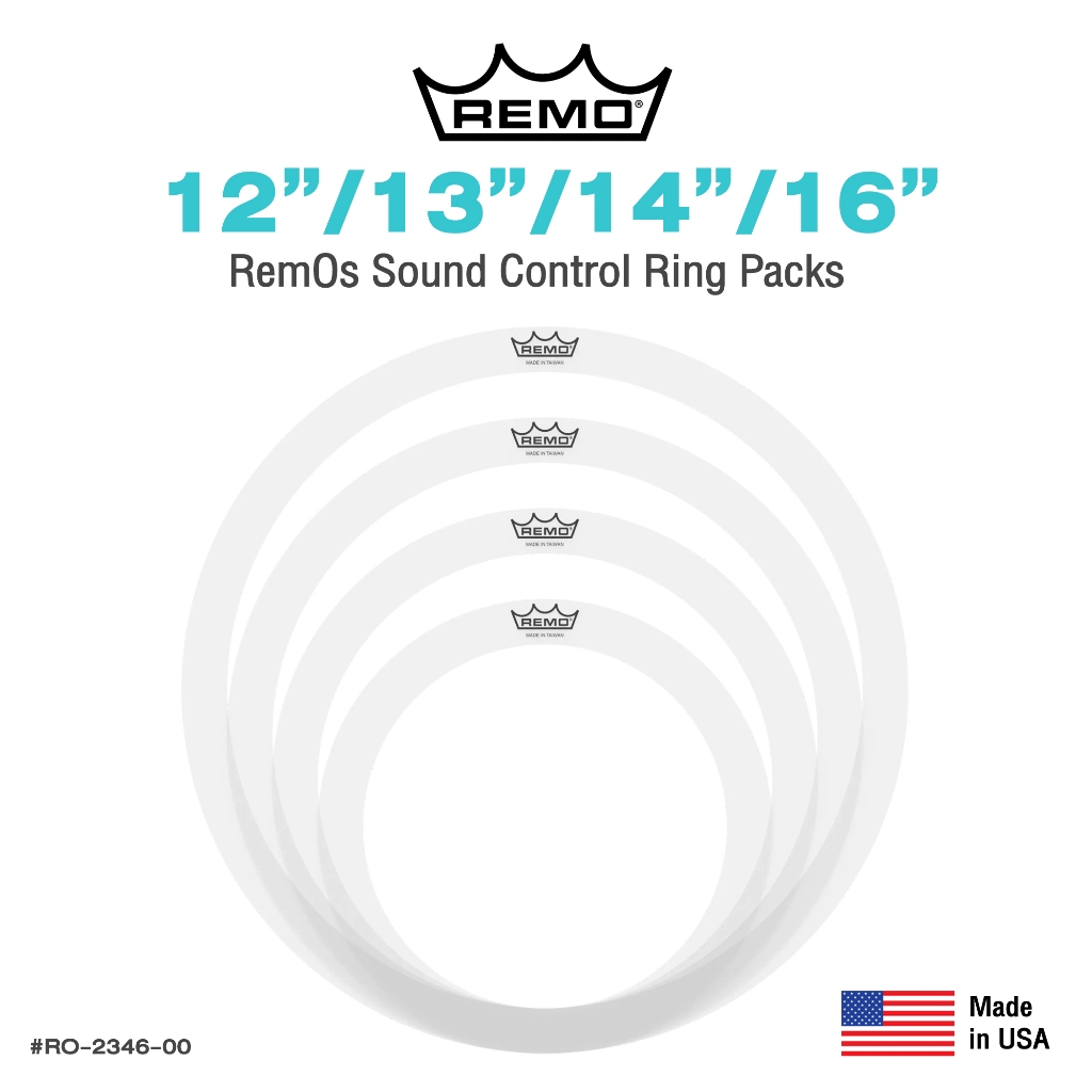 Remo® RemOs Sound Control Ring Packs 12"13"14"16" วงแหวนกลอง ซับเสียง Overtone รุ่น RO-2346-00 ** Made in USA **