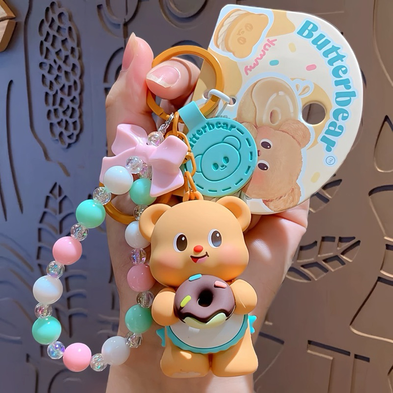 ไม่ต้องพรี มีพร้อมส่งทุกแบบ พวงกุญแจ​น้องหมีเนย​ butter bear ลิขสิทธิ์​แท้100%