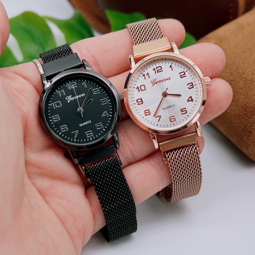 GENEVA นาฬิกาผู้หญิง แฟชั่น แบรนด์แท้ กันน้ำ 100% สาย แม่เหล็ก ขนาด 30 มม