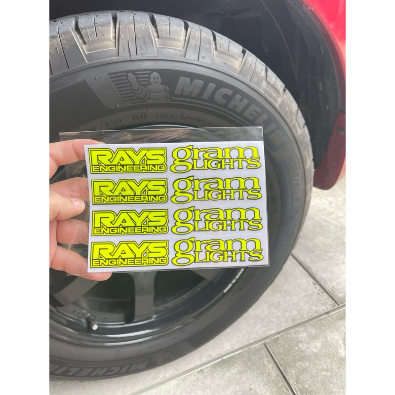 สติกเกอร์ติดล้อแม็กซ์ สี เลม่อน 🍋เรืองแสง Oracle แท้ ติดทนนาน 1ชุด 4ล้อ RAYS gram lights ขอบ15“-22”