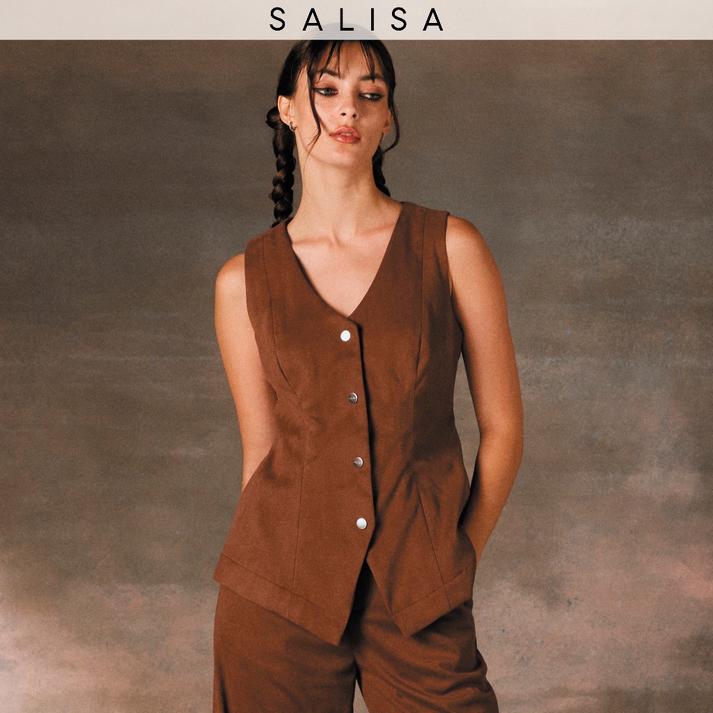 SALISA - VEST PF24 Suede Brown เสื้อเวสต์ทำงาน