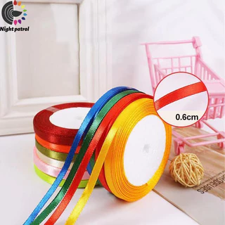 ริบบิ้นผ้าซาติน หน้ากว้าง 0.6 ยาว 25 หลา/ม้วน สําหรับตกแต่งงานหัตถกรรม 50สี