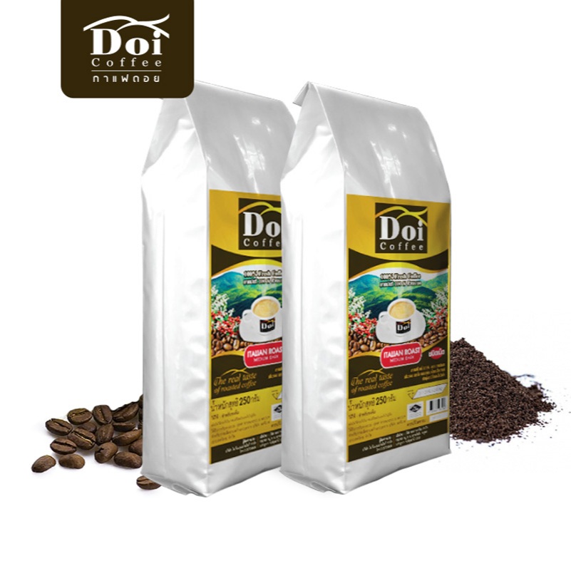 [แพ็คคู่] กาแฟคั่วเข้มสไตล์อิตาเลี่ยน Doi Coffee ITALIAN Roast 250g.