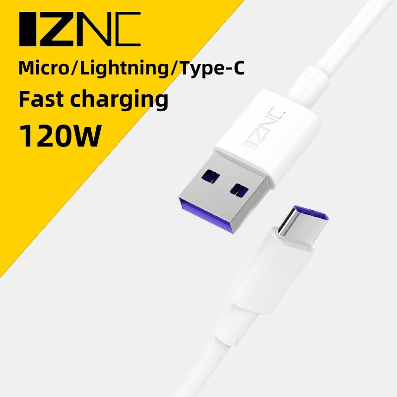 iZNC120W สายชาร์จ USB to Type-C สายชาร์จเร็ว USB C สําหรับโทรศัพท์ Xiaomi Samsung Android