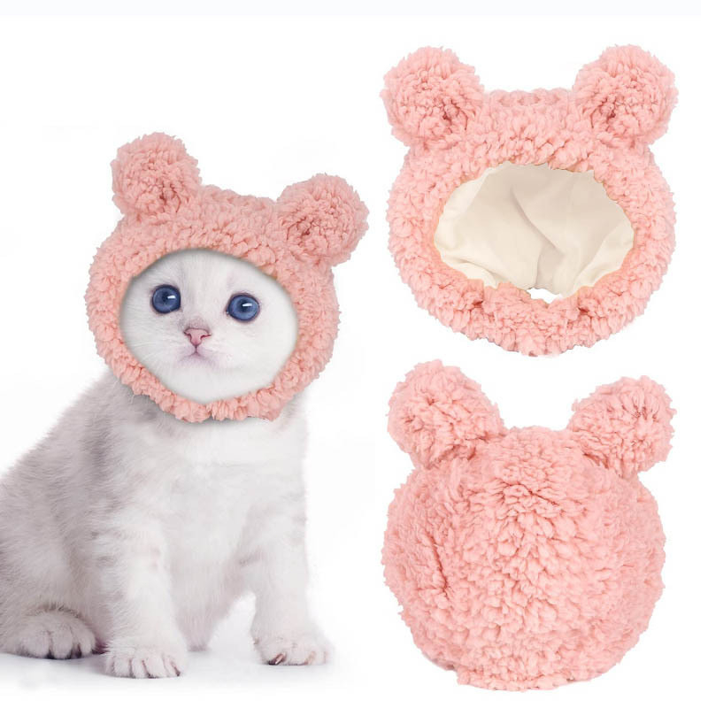 FIVE CATS ชุดหัวตุ๊กตาหมีสัตว์เลี้ยง หมวกทอน่ารัก และผ้าโพกศีรษะสำหรับสุนัขและแมวแต่งตัวเครื่องแต่งกายสัตว์เลี้ยง