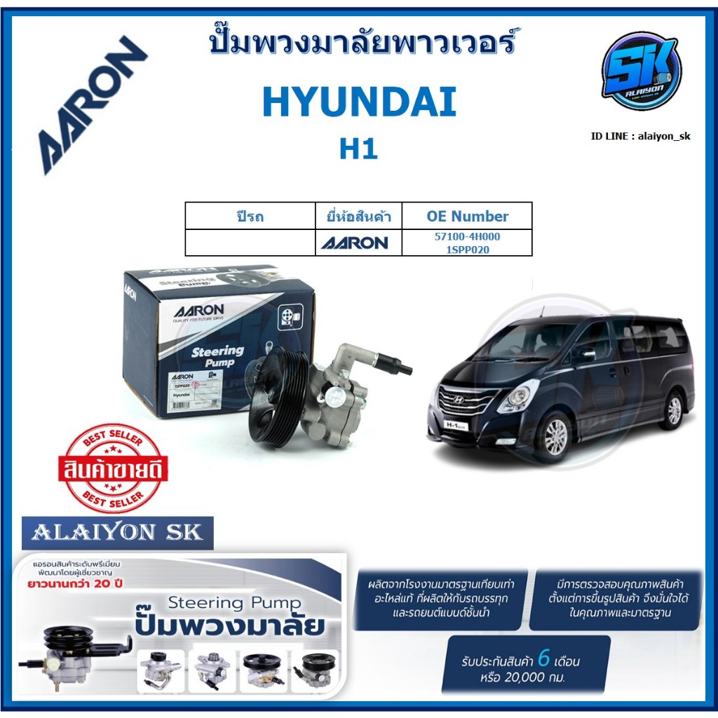 ปั๊มพวงมาลัยพาวเวอร์ AARON HYUNDAI H1 ปั๊มพาวเวอร์ (สินค้ารับประกัน 6เดือน หรือ 20,000โล) โปรส่งฟรี