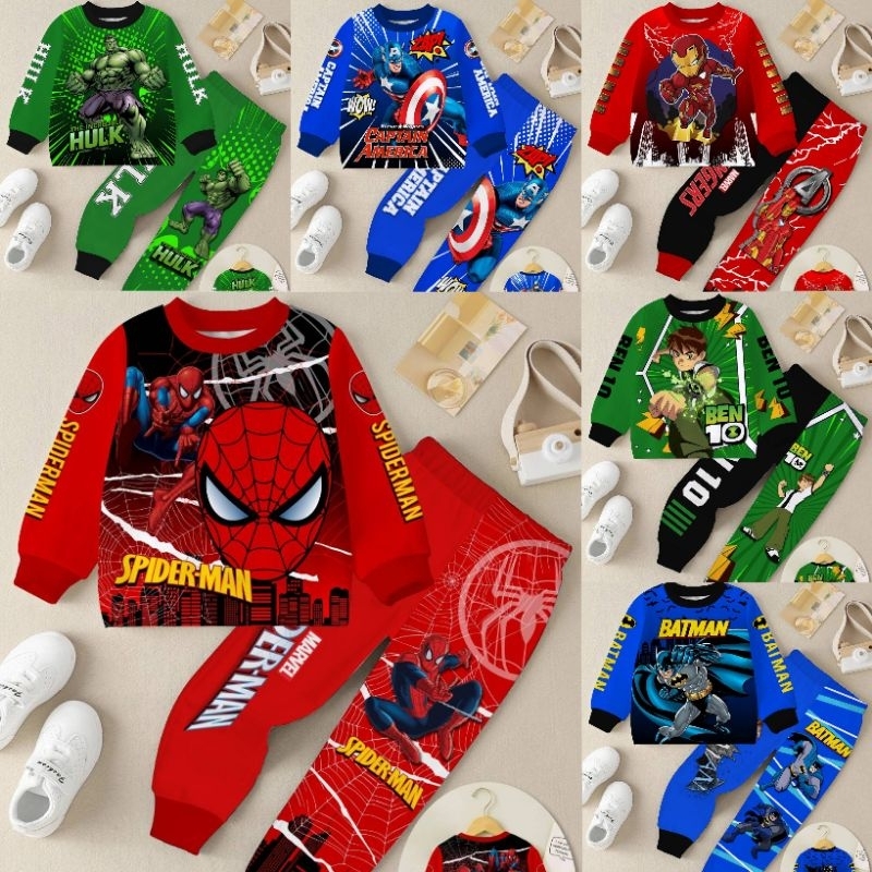 พร้อมส่ง ชุดเด็กแขนยาวขายาว เด็กผู้ชาย ผ้าไมโครผ้าลื่นผ้าเย็นใส่สบาย