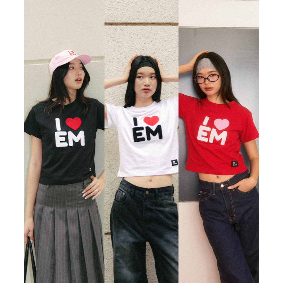 ENDOFMARCH | I EM BABY TEE เสื้อยืด ปักขนฟู Cotton Supersoft 100%
