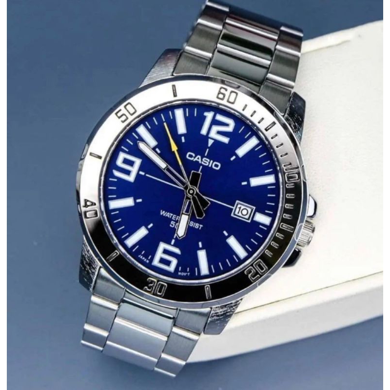 นาฬิกา ข้อมือผู้ชาย CASIO สายเหล็ก 2k ชายรุ่น MTP-V004 งานมีวันที่-ไม่มีวันที ใช้ได้จริงตั้งเวลา มีหลายสีให้เลือก