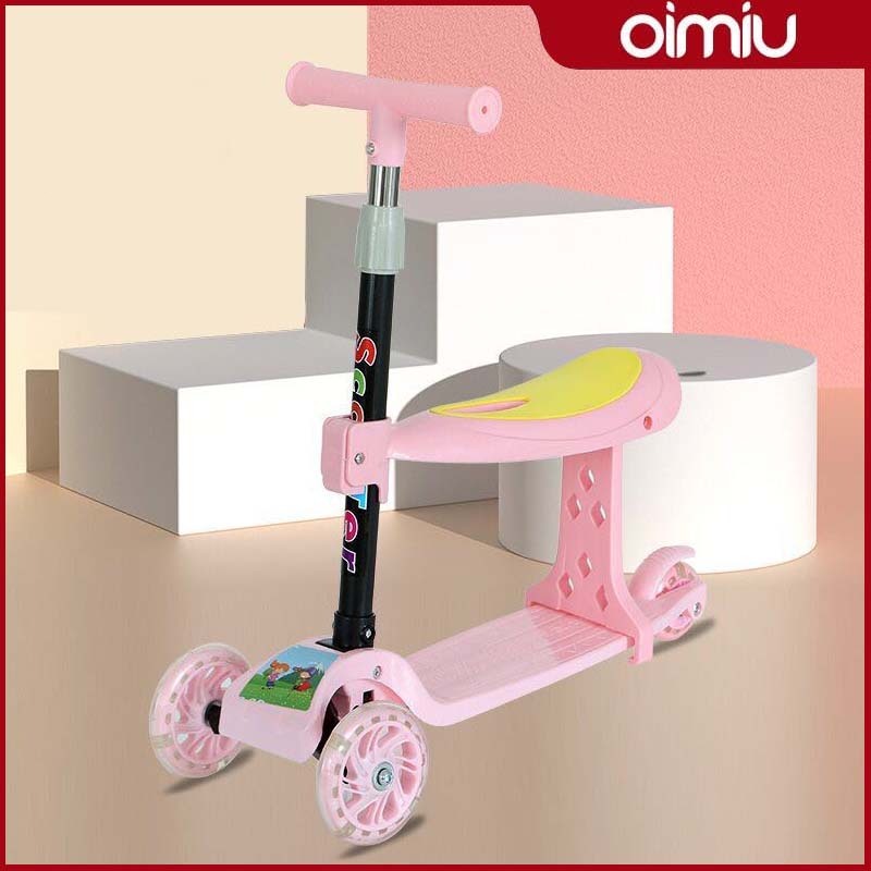 OIMIU สกู๊ตเตอร์ 3 ล้อ สกู๊ตเตอร์เด็ก พับเก็บง่าย Scooter สกูตเตอร์เด็กมีไฟ ปรับความสูงได้ 4 ระดับ