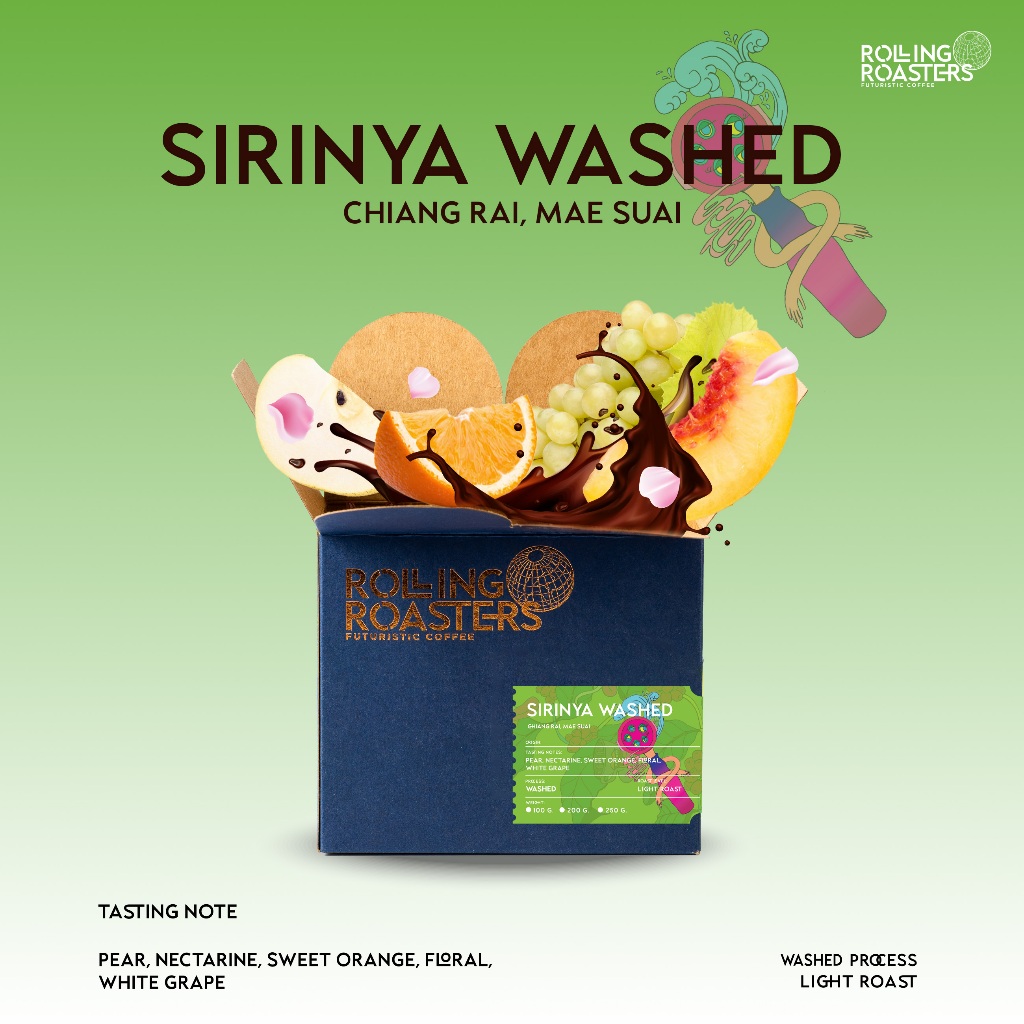 Rolling Roasters เมล็ดกาแฟคั่วอ่อน SIRINYA WASHED - ขนาด 100g , 200g