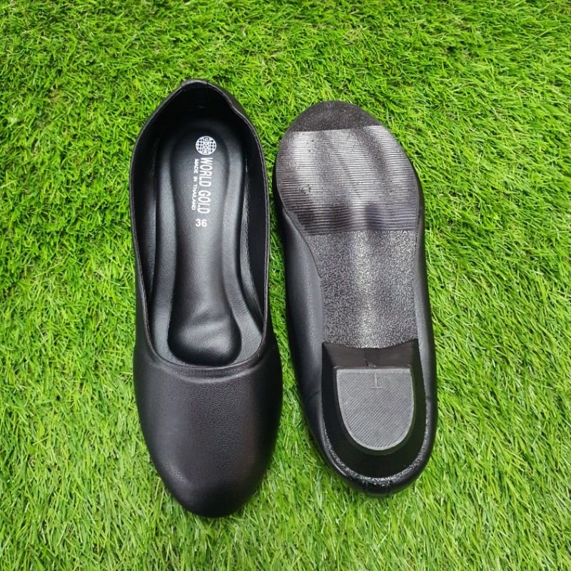 รองเท้าคัทชูปลายมนหนังนิ่มสีดำ ส้นสูง 1 นิ้ว ไซส์ 36-40 รหัส B7132