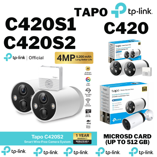TP-LINK TAPO C420S1,C420S2 , C420 SMART WIRE-FREE SECURITY  1-CAMERA SYSTEM สินค้ารับประกันศูนย์ 1ปี