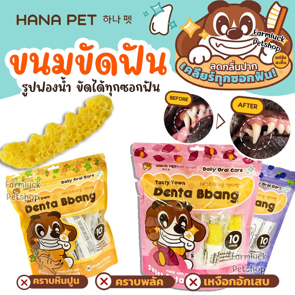 Hana Pet ขนมขัดฟันสุนัข Denta Bbang ขจัดคราบพลัคได้ทุกซอกฟัน พร้อมสารสกัดลดกลิ่นปาก จากประเทศเกาหลี