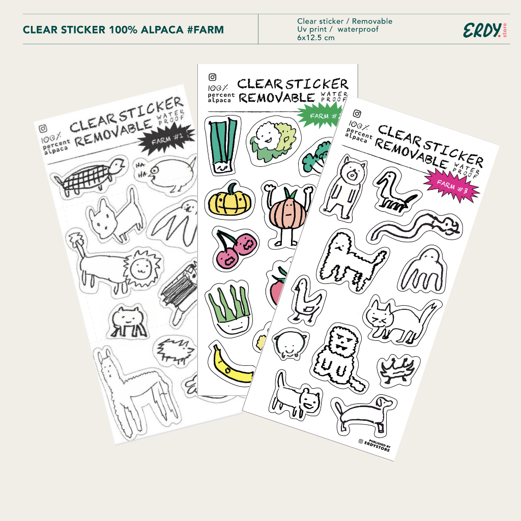 สติกเกอร์ | FARM#1 PVC ใส จาก 100% alpaca brand
