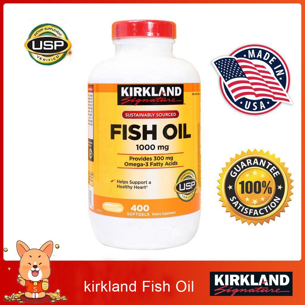 (Exp.08/2027)Kirkland Fish Oil 1000 mg 400 เม็ด เคิร์กแลนด์ ฟิชออยล์ 1000mg มก