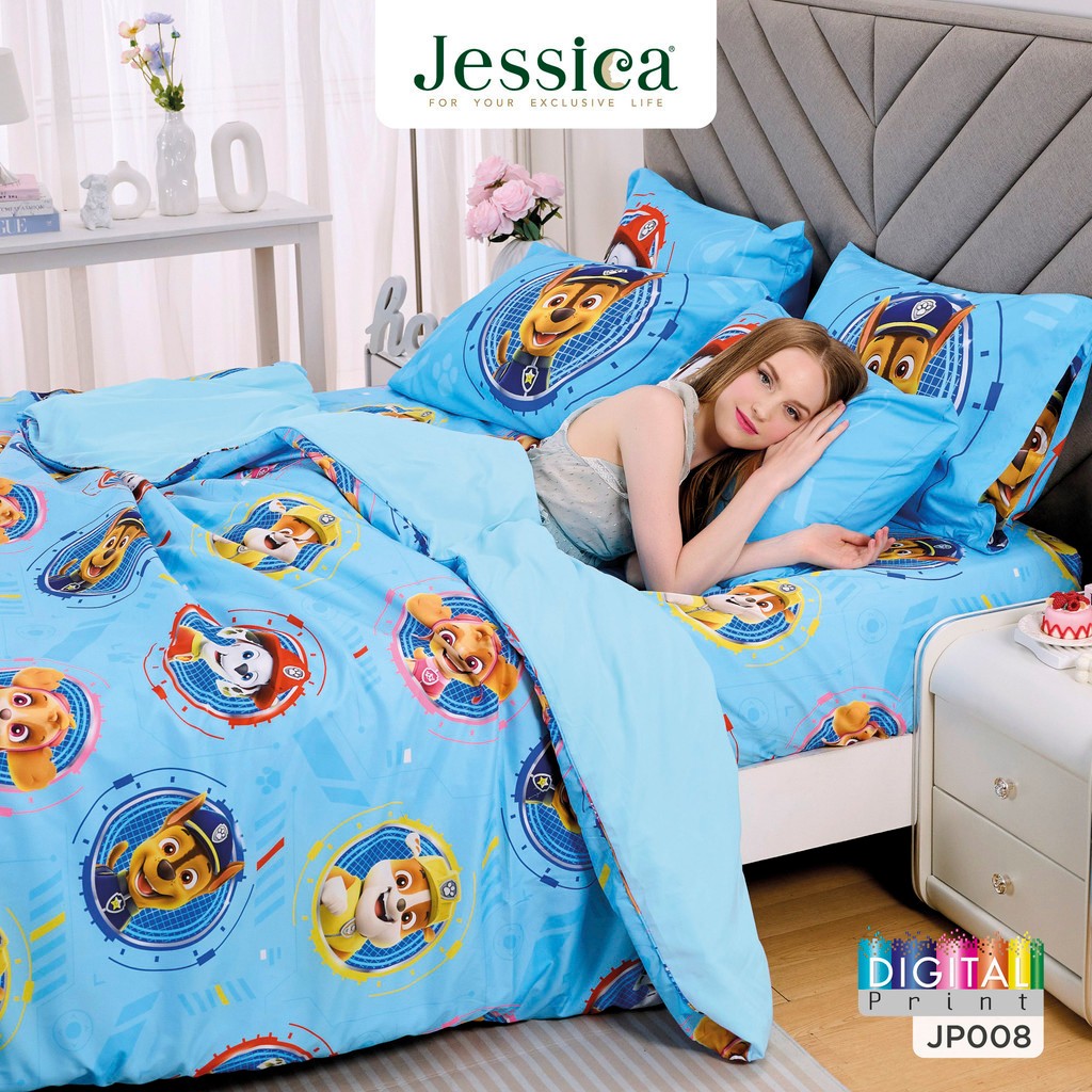 JESSICA Micro Digital Print (JP008) ชุดเครื่องนอน ผ้าปูที่นอน ผ้าห่มนวม เจสสิก้า พิมพ์ลายดิจิตอล PAW