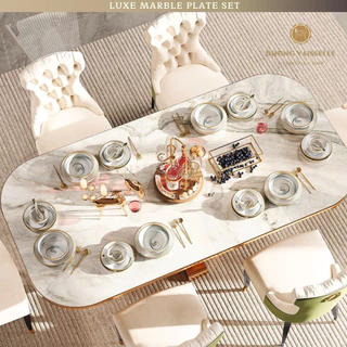 Dining Vaisselle จานชาม Luxe Marble Plate ลายหินอ่อนขอบทองสุดหรู รังสรรค์มื้อสำคัญสุดโรแมนติก