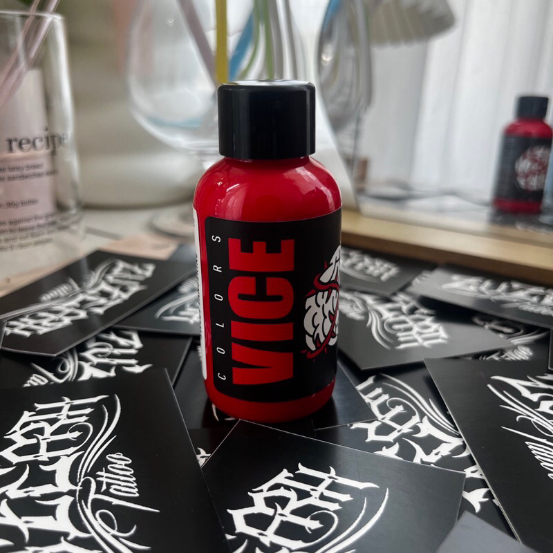 หมึกสีสักจาก อิตาลี VICE INK แท้100% ขนาด2 Oz. สีแดง  Sweet tangerine