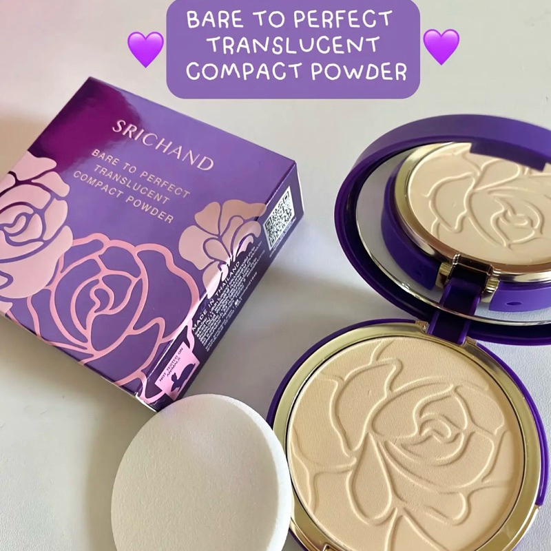 พร้อมส่ง💓| SRICHAND Bare to Perfect Translucent Compact Powder 4.5g./9g. ศรีจันทร์ แป้งม่วงอัดแข็ง รูปที่ 5