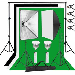 85W/300W ไฟถ่ายรูป ไฟไลฟ์สด ไฟสตูดิโอ & ฉากถ่ายรูป 2x2m ผ้าฉ…