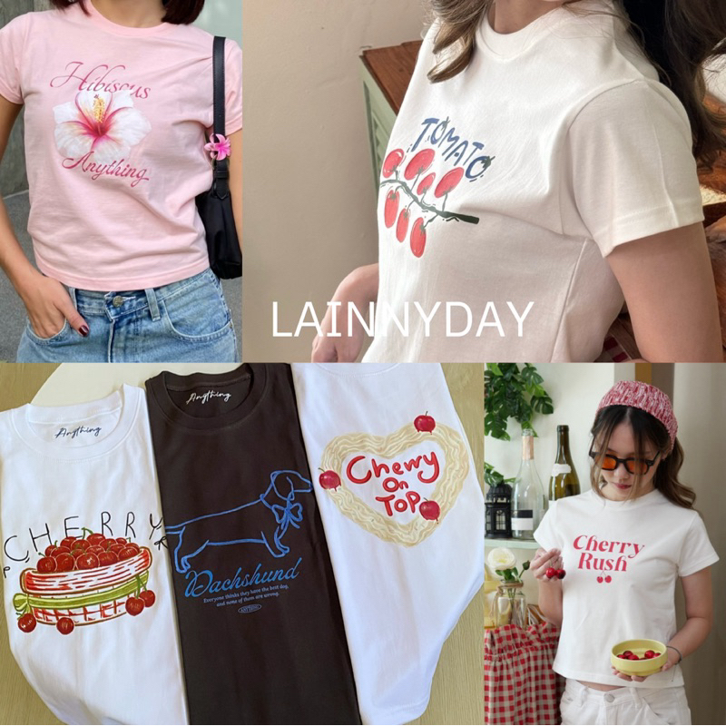 (สั่งผ่าน Shopee Video หน้าร้าน ลด 30%) เสื้อ baby tee คอกลม Anything รุ่นใหม่ อก 33-34 นิ้ว ยาว 20 นิ้ว