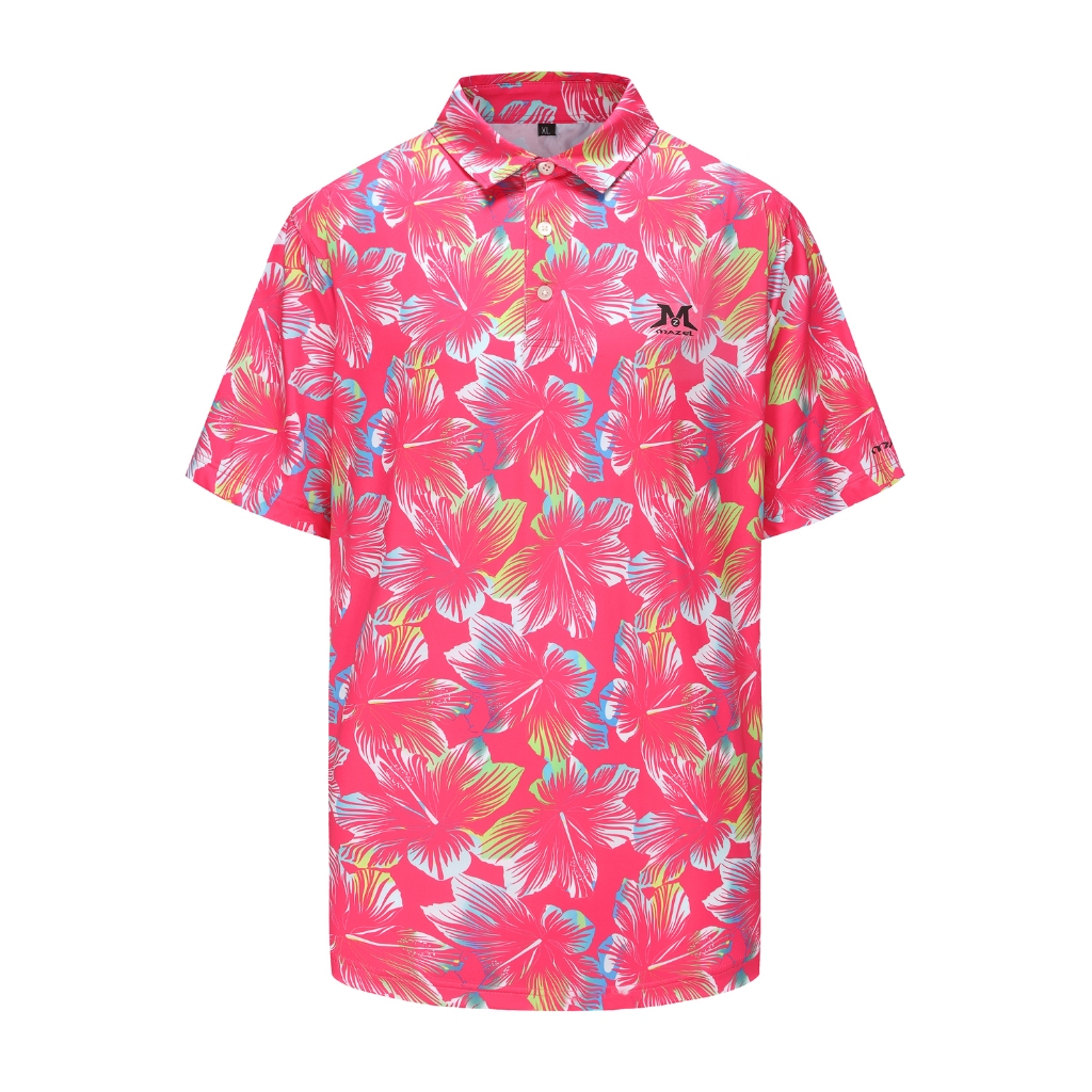 MAZEL Polo Golf Shirts UV protection Pink Floral soft fabrics performance