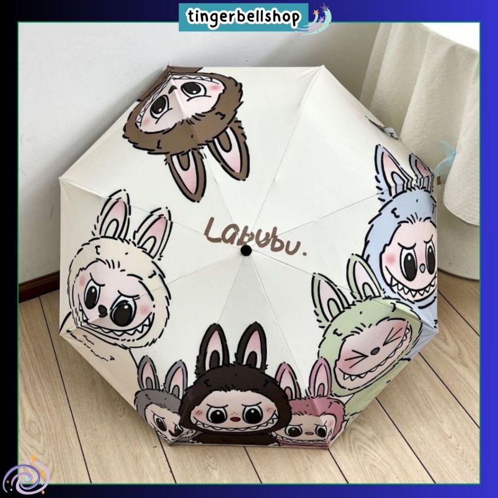 🇹🇭[ส่งด่วน]ร่ม labubu กันแดด กันฝน ป้องกันรังสียูวี แบบกดเปิดอัตโนมัติ ลายการ์ตูนน่ารักๆ