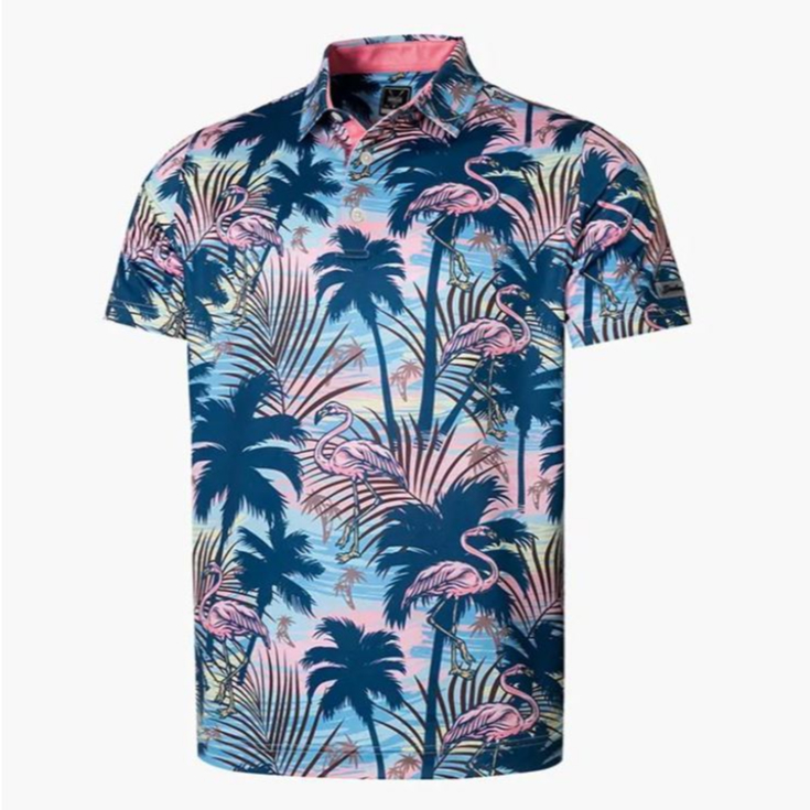 เสื้อกอล์ฟ Deolax Polo Golf shirt UPF50+ Performance Fabric Tropical Jungle Golf Polo