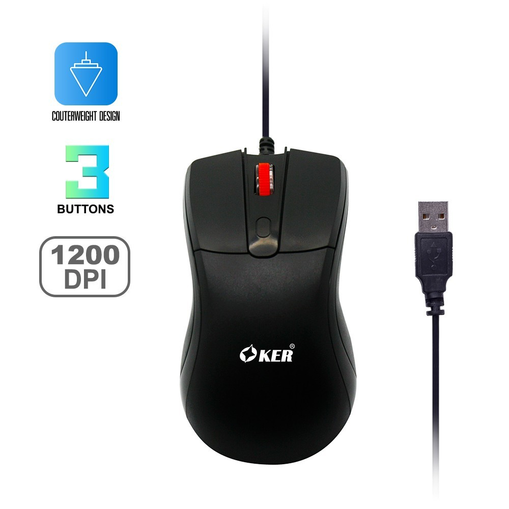 OKER USB Optical Mouse รุ่น L7-320 Oker ออปติคอลเมาส์หัวเสียบ USB รุ่น L7-320 สีดำ