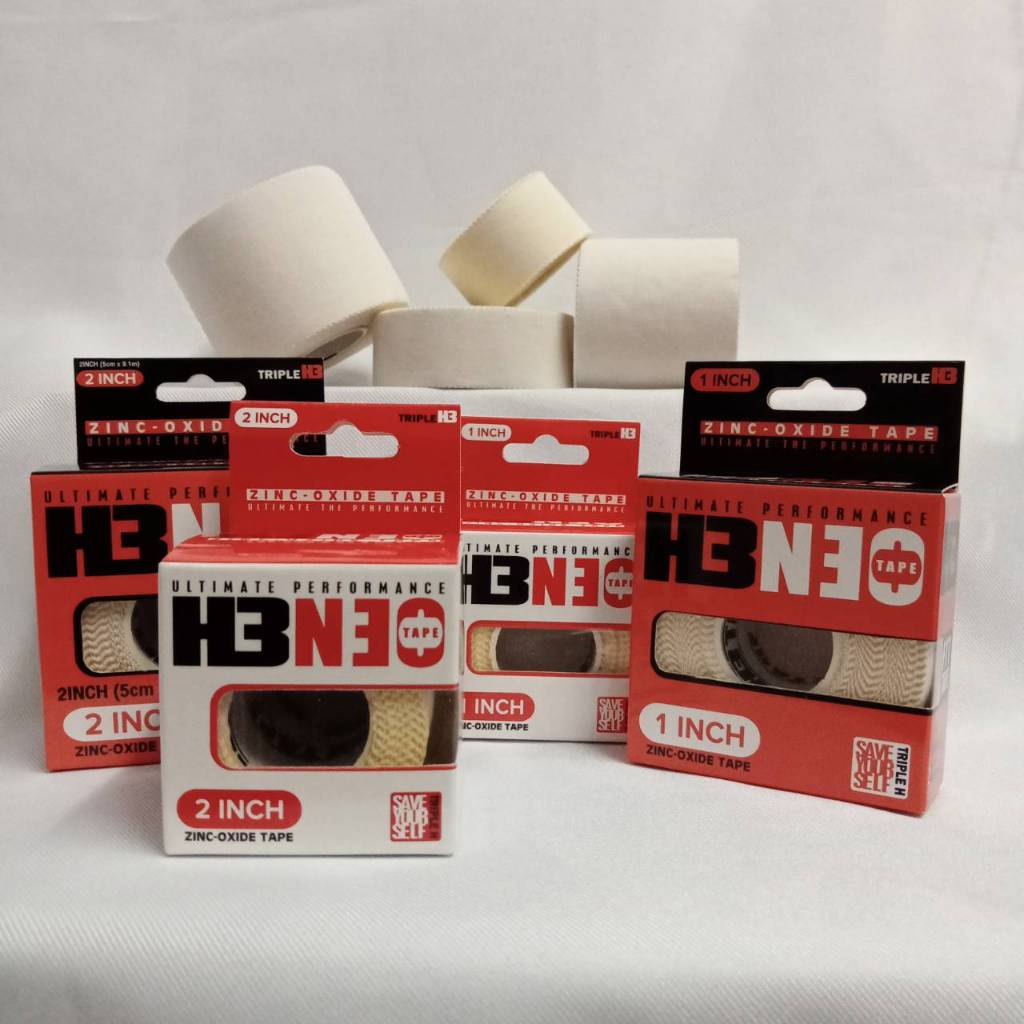H3 Sport (เอชทรี สปอร์ต) เทปผ้าทางการกีฬา ผ้าล็อค H3 นีโอเทป ผ้าเทปทางการกีฬา ZINC OXIDETAPE สีขาว ขนาด 1 นิ้ว , 2 นิ้ว