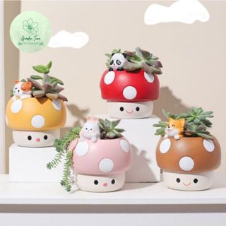 กระถางเห็ดเรซิ่น แคตตัส ไม้อวบน้ำ กระบองเพชร กุหลาบหิน ต้นไม…