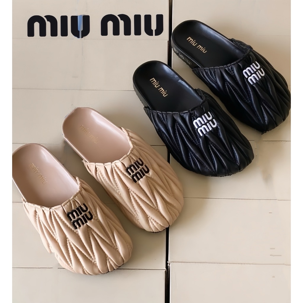 พร้อมส่ง ส่งไว รองเท้าเปิดส้น น้องมิว M Cream/Black (WP003)