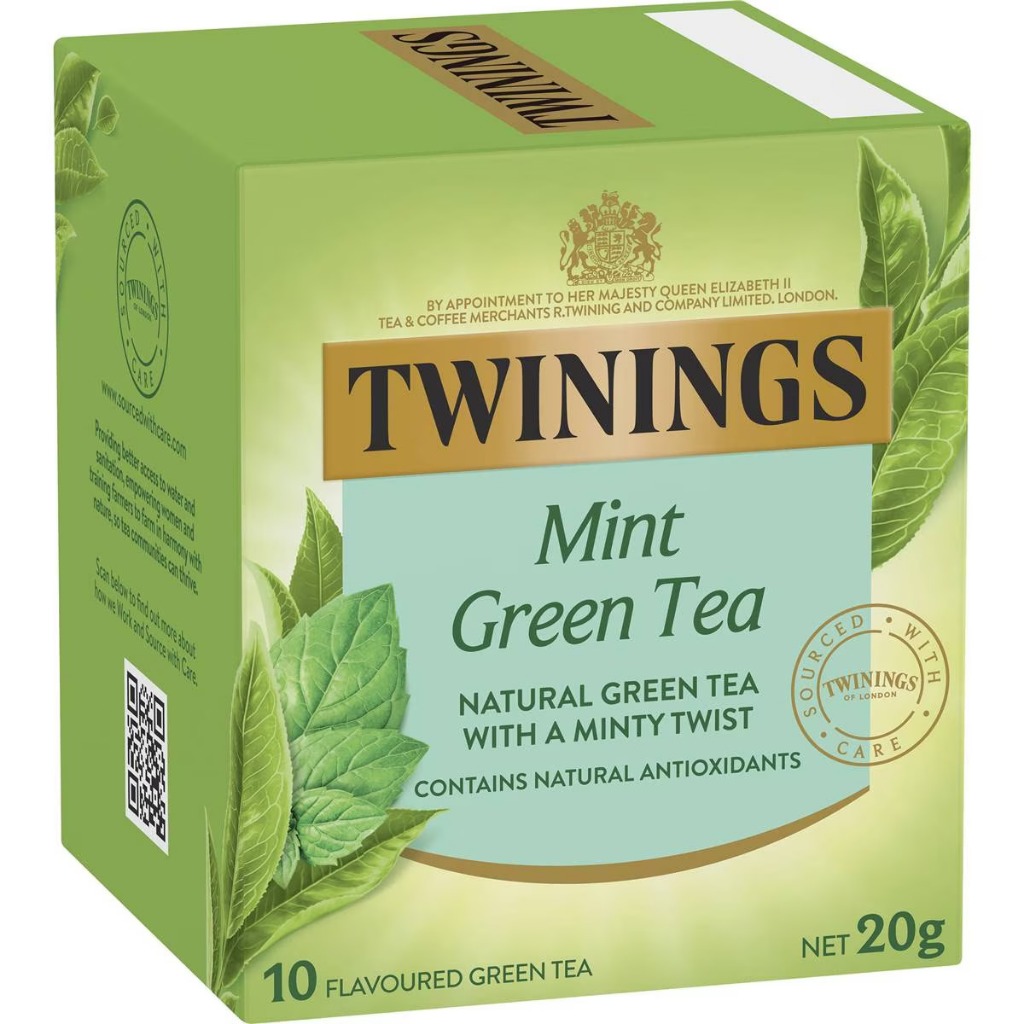 Twinings Green Tea & Mint Tea Bags 10 Pack ทไวนิงส์ชาเขียว มิ้นท์ 10 ถุง