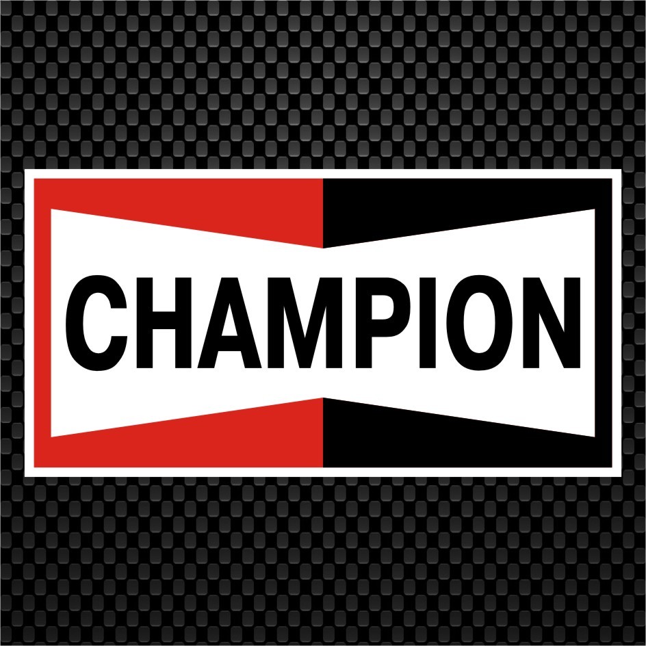 สติกเกอร์ติดรถ พีวีซี กันน้ำ โลโก้ champion ขนาด 5.5 x 11 เซ็น ราคาชิ้นละ 19 บาท มีขอบขาว ติดรถได้ทุกสี