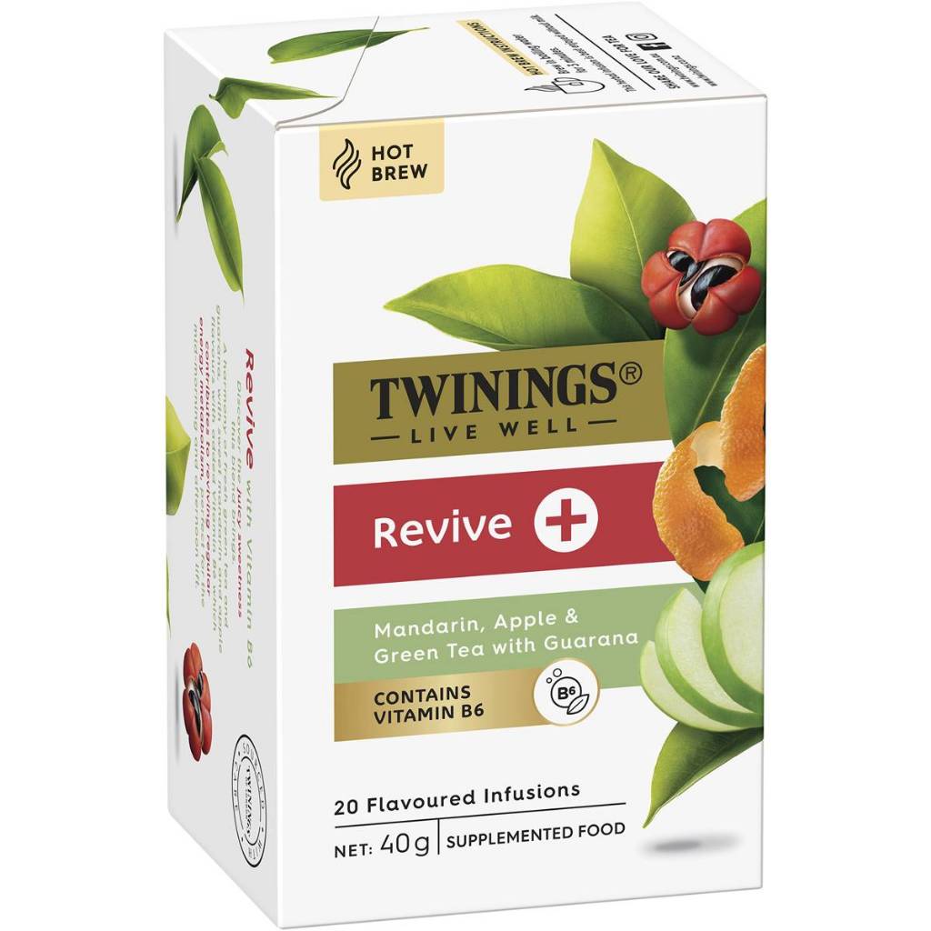Twinings Live Well Revive Tea Bags 20 Pack ชา ทไวนิงส์ ลีฟ เวล รีไวว์ 20 ซอง (ชามีซองบรรจุแยก)