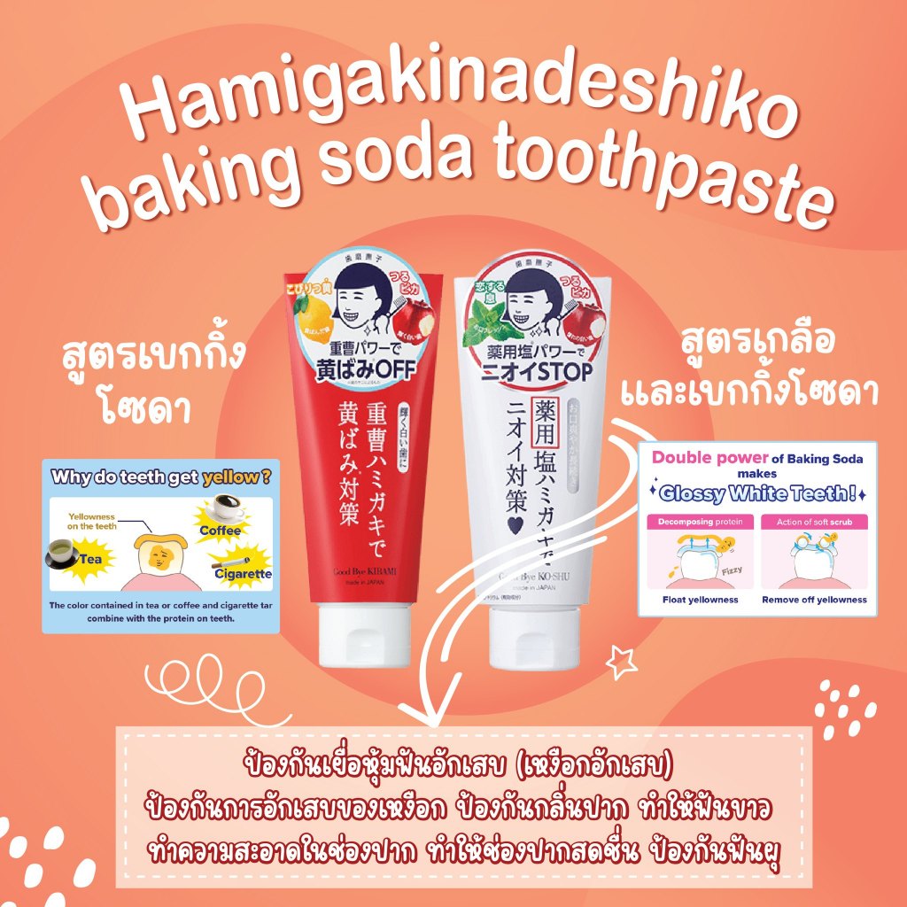 HAMIGAKI NADESHIKO BAKING SODA TOOTHPASTE คิบะมิ เบกกิ้ง โซดา ทูธเพสท์