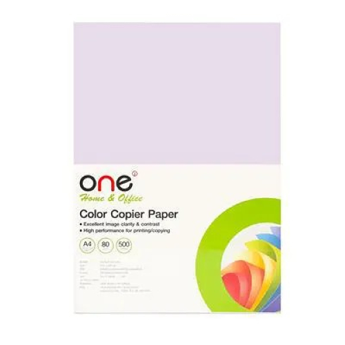 กระดาษสีถ่ายเอกสาร 11 A4 80แกรม ม่วงอ่อน (500แผ่น) ONE