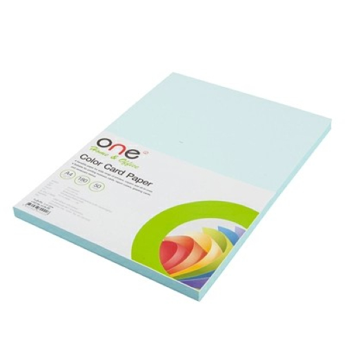 กระดาษการ์ดสี A4 180 แกรม ฟ้า (50แผ่น) ONE