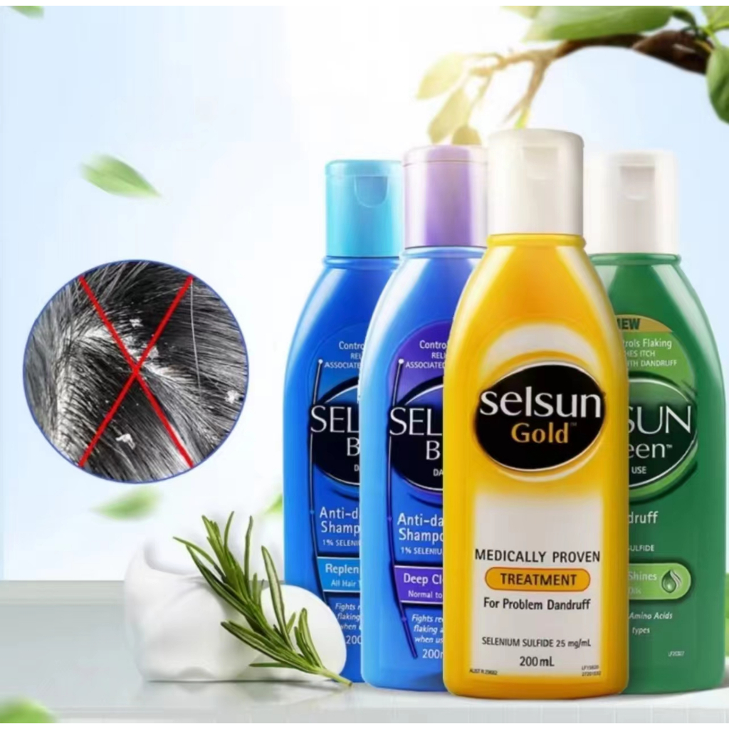 [นำเข้าจากออสเตรเลีย] SELSUN BLUE (ทำความสะอาดอย่างล้ำลึกเติมเต็ม) SELSUN GOLD แชมพูป้องกันรังแค200M