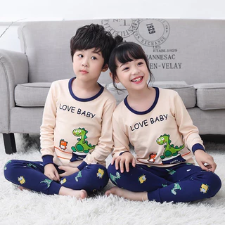 ชุดนอนเด็ก ชุดนอนเด็กโต ชุดนอนเด็กเล็ก ชุดนอนแขนยาวผ้าCotton(มีไซร์100-160)